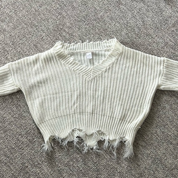 SMALL White Mainstrip Knit Sweater - Picture 6 of 6